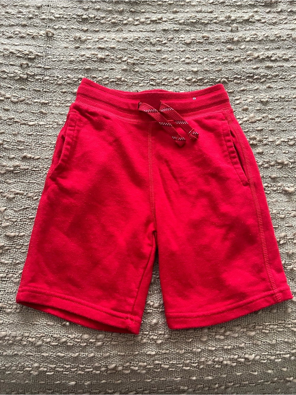 Kids Red Cotton Drawstring Shorts